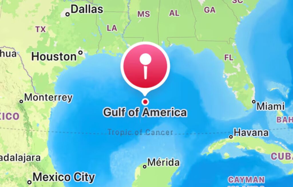Apple Renombra el Golfo de México como Golfo de América en su Aplicación de Mapas