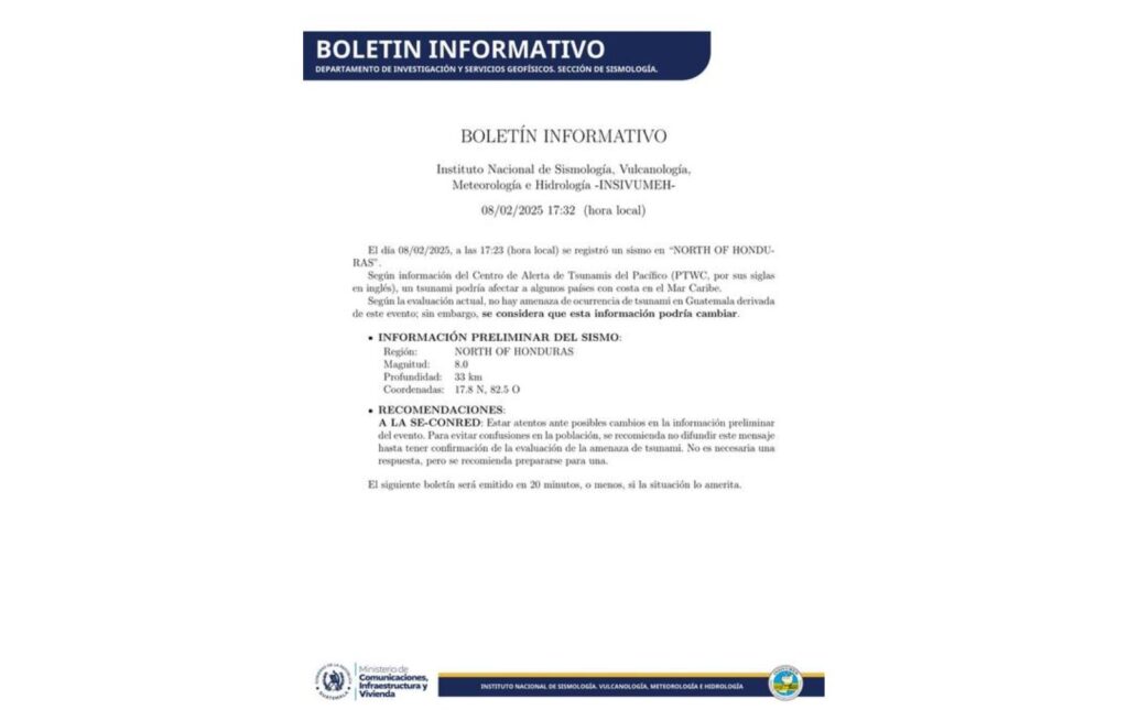 Insivumeh se pronuncia sobre el sismo