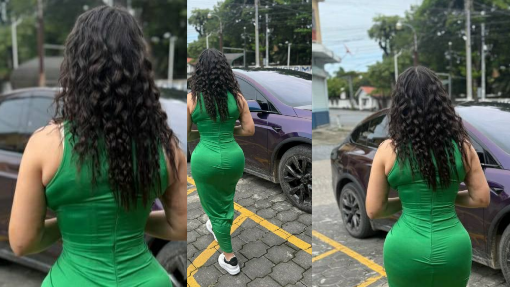 Deanna, esposa de Josy de Hello Mucha, en una foto con vestido verde que generó debate en redes sociales.