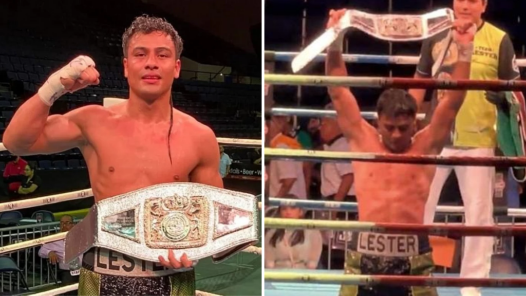 Léster Martínez entrenando para su próximo combate mientras se compara con las millonarias bolsas de Canelo Álvarez.